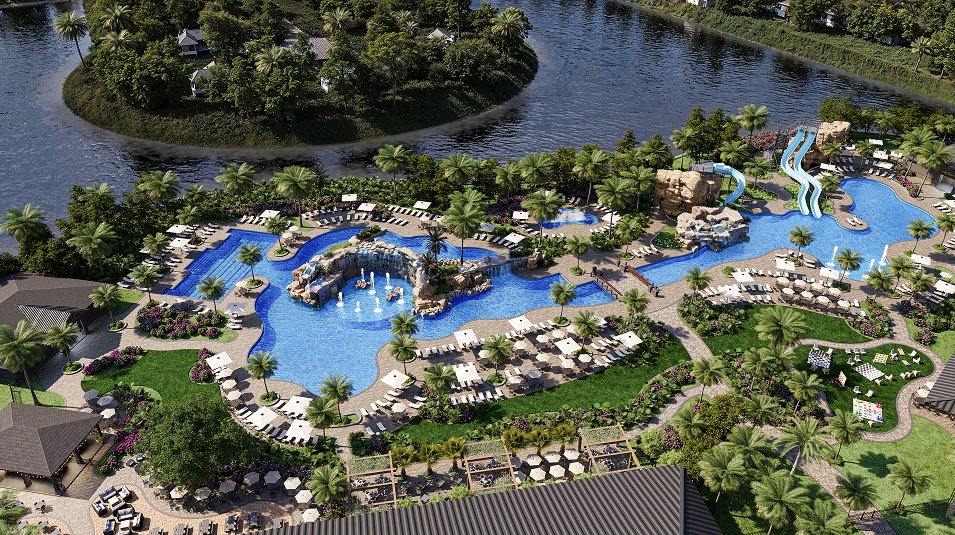 Artist rendering of the planned resort pool amenity at Kingston in Estero, Florida