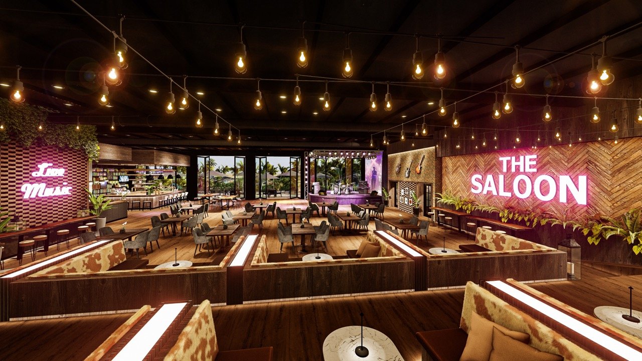 Rendering of the signature saloon for live entertainment and casual dining at Kingston